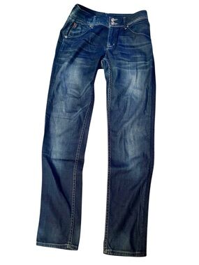 VTG Y2K HUDSON BLUE JEANS Straight FLAP STRETCH Boho Festival LOS ANGELES 28